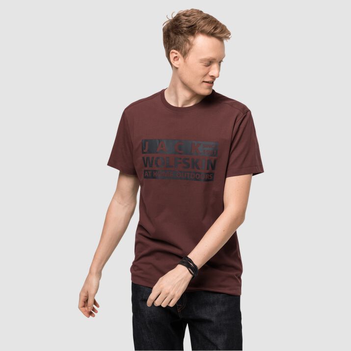 Jack Wolfskin Mens Brand T-shirt Dark Brown Red 207134VAS